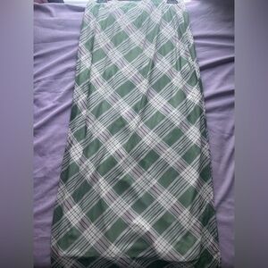 Green Plaid Maxi Skirt